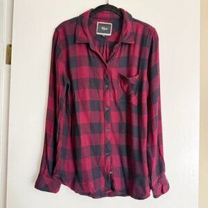 Rails Women’s Hunter Plaid Flannel Button-Down Shirt Small Dark Red